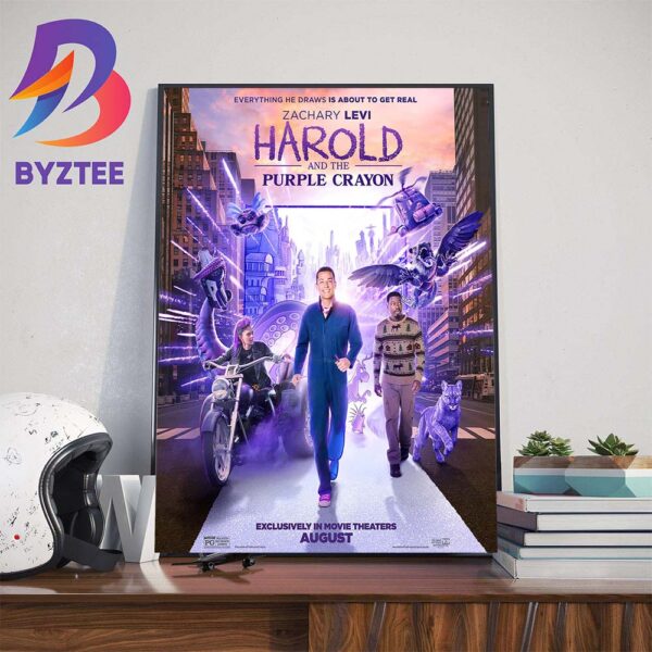 Everything He Draws Is About To Get Real Zachary Levi In Harold And The Purple Crayon Official Poster Art Decorations Poster Canvas