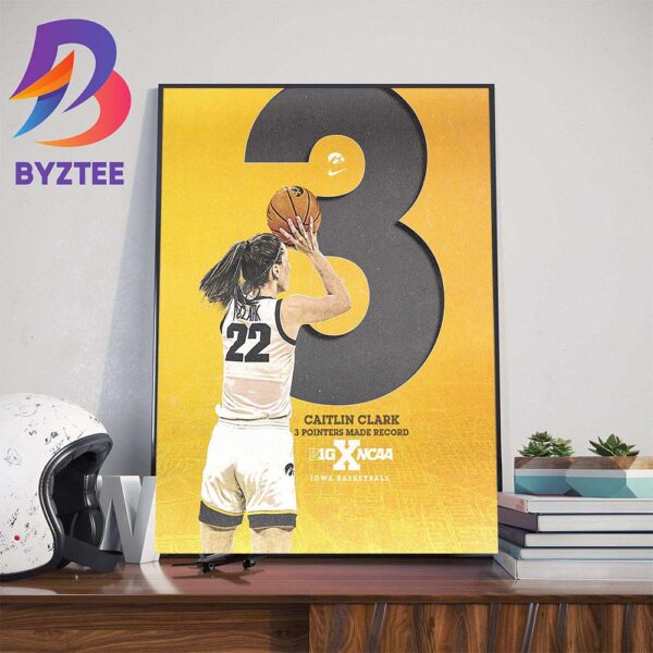 Iowa Womens Basketball Caitlin Clark 3 Pointers Made Record Big x NCAA Art Decorations Poster Canvas