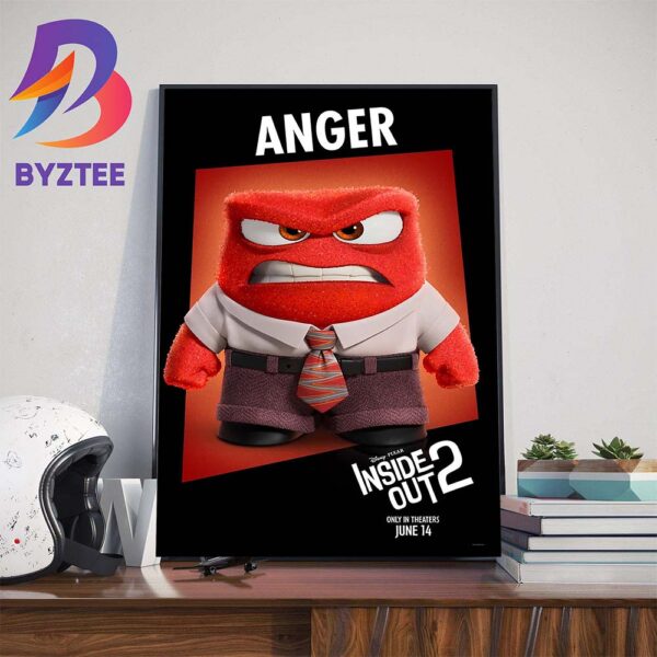 Lewis Black Voices Anger In Inside Out 2 Disney And Pixar Official Poster Art Decorations Poster Canvas