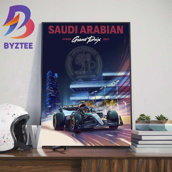 Mercedes-AMG Petronas F1 Team Race Week in Jeddah 2024 Saudi Arabian GP Wall Decor Poster Canvas