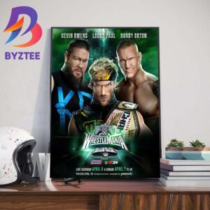 United States Champion Logan Paul Vs Randy Orton And Kevin Owens In A Triple Threat Match At WWE Wrestlemania XL Art Decorations Poster Canvas