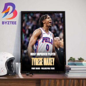 2024 KIA NBA Most Improved Player MIP Winner Is Tyrese Maxey Point Guard Of Philadelphia 76ers Home Decor Poster Canvas