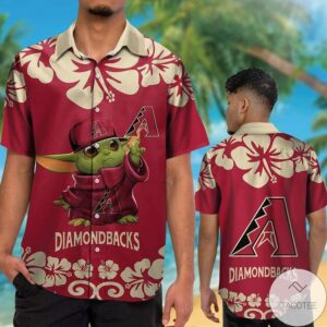 Arizona Diamondbacks Red Gold MLB Baby Yoda Trendy Aloha Hawaiian Shirt For Men And Women