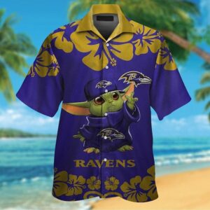 Baby Yoda Baltimore Ravens Tropical Hawaiian Shirt For Men And Women