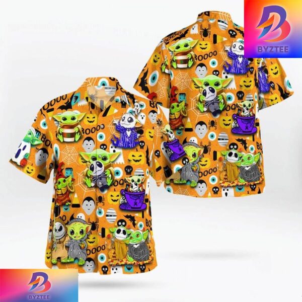 Baby Yoda Boo Halloween Summer Holiday Family Aloha Hawaiian Shirt For Men And Women