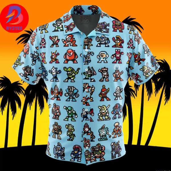 Badguys Mega Man For Men And Women In Summer Vacation Button Up Hawaiian Shirt