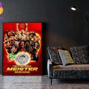 Bayer 04 Leverkusen Deutscher Meister Bundesliga Champions 2023 2024 Home Decor Poster Canvas