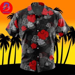 Black Aloha Akatsuki Naruto For Men And Women In Summer Vacation Button Up Hawaiian Shirt