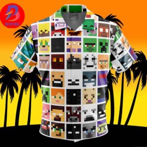 Block Faces Pattern Minecraft For Men And Women In Summer Vacation Button Up Hawaiian Shirt