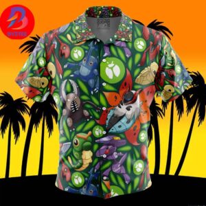 Bug Type Pokemon Pokemon For Men And Women In Summer Vacation Button Up Hawaiian Shirt