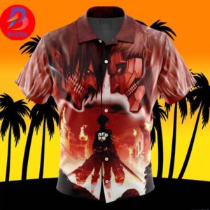 Burning Attack on Titan For Men And Women In Summer Vacation Button Up Hawaiian Shirt