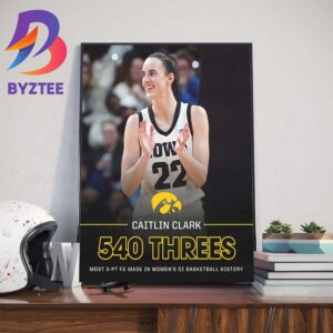 Caitlin Clark 540 Threes For Most 3-Pt FG Made In Womens DI Basketball History Wall Decor Poster Canvas