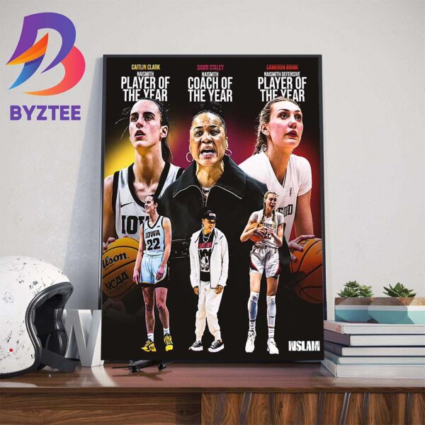 Caitlin Clark Dawn Staley And Cameron Brink For The Naismith Awards on WSLAM Home Decor Poster Canvas