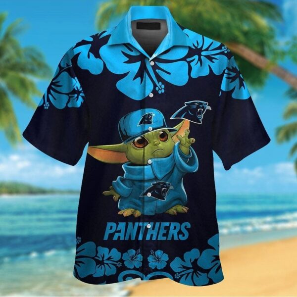 Carolina Panthers Baby Yoda Tropical Hawaiian Shirt For Men And Women