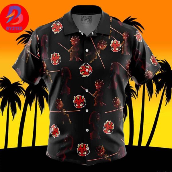 Chibi Darth Maul Pattern Star Wars Pattern For Men And Women In Summer Vacation Button Up Hawaiian Shirt