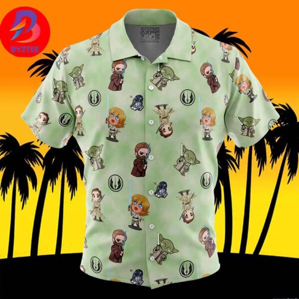 Chibi Jedi Masters Pattern Star Wars Pattern For Men And Women In Summer Vacation Button Up Hawaiian Shirt