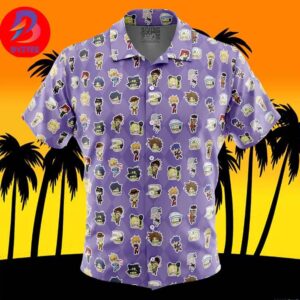 Chibi Jojos Bizarre Adventure Characters Pattern For Men And Women In Summer Vacation Button Up Hawaiian Shirt