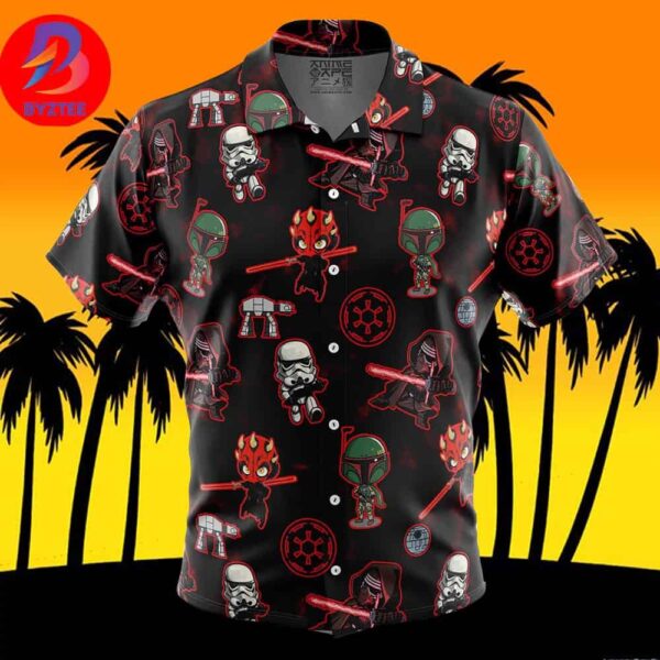 Chibi Sith Galactic Empire Star Wars Pattern For Men And Women In Summer Vacation Button Up Hawaiian Shirt