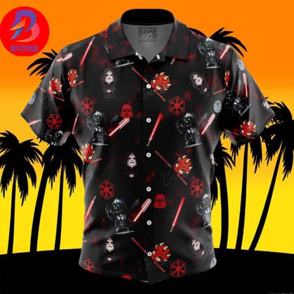 Chibi Sith Pattern Star Wars Pattern For Men And Women In Summer Vacation Button Up Hawaiian Shirt