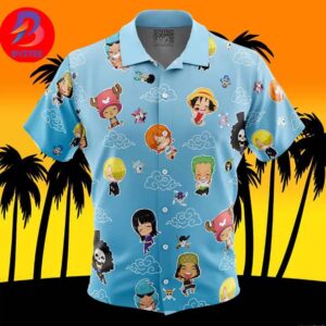 Chibi Strawhat Crew Pattern One Piece For Men And Women In Summer Vacation Button Up Hawaiian Shirt