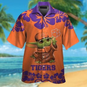 Clemson Tigers Baby Yoda Tropical Hawaiian Shirt For Men And Women