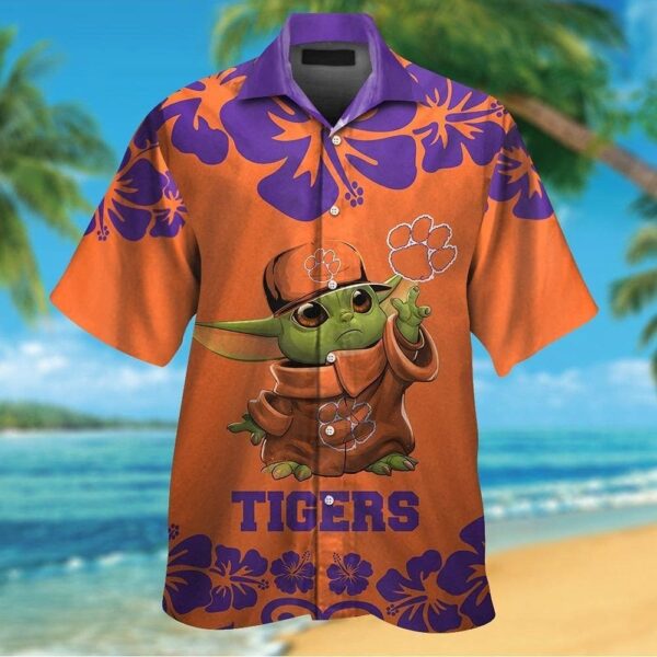Clemson Tigers Baby Yoda Tropical Hawaiian Shirt For Men And Women