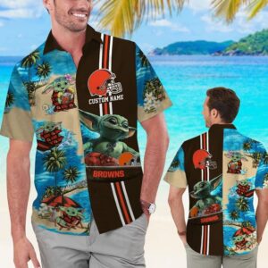 Cleveland Browns Baby Yoda Name Personalized Tropical Hawaiian Shirt For Men And Women