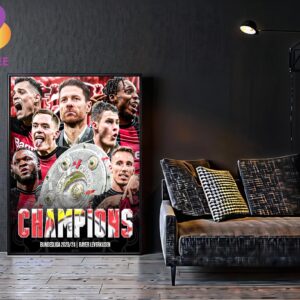 Congratulations Bayer Leverkusen Bundesliga Champions 2023 2024 Home Decor Poster Canvas