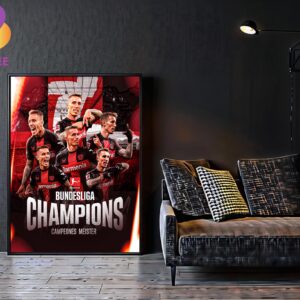Congratulations Bayer Leverkusen Alejandro Grimaldo Bundesliga Champions 2023 2024 Campeones Meister Home Decor Poster Canvas