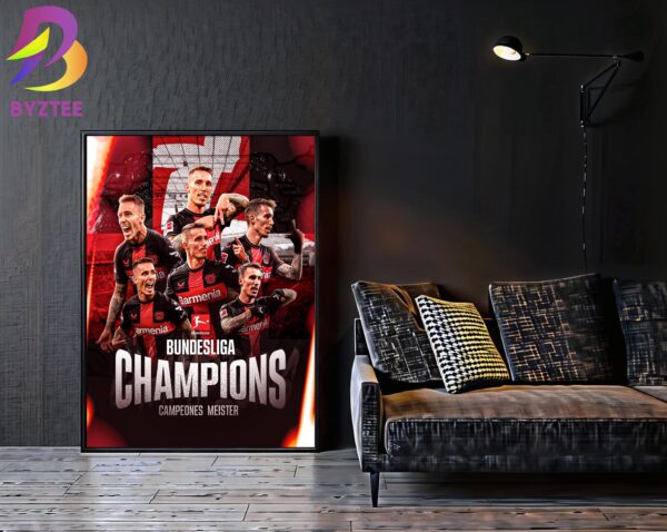 Congratulations Bayer Leverkusen Alejandro Grimaldo Bundesliga Champions 2023 2024 Campeones Meister Home Decor Poster Canvas