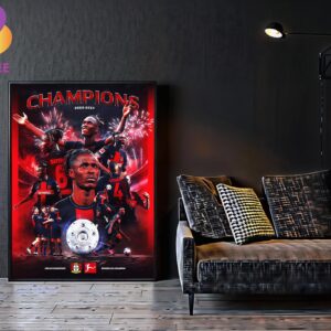 Congratulations Bayer Leverkusen Odilon Kossounou Bundesliga Champions 2023 2024 Home Decor Poster Canvas