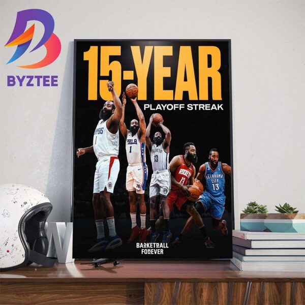 Congratulations To James Harden Made The Playoffs 15 Years In A Row Home Decor Poster Canvas