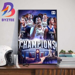 Congratulations To UConn Huskies Mens Basketball Back-to-Back National Champions NCAA Mens Basketball Home Decor Poster Canvas
