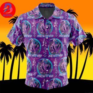 Cosmic Mewtwo Pokemon For Men And Women In Summer Vacation Button Up Hawaiian Shirt