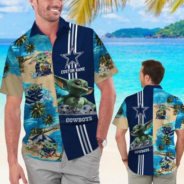 Dallas Cowboys Baby Yoda Name Personalized Tropical Hawaiian Shirt For Men And Women