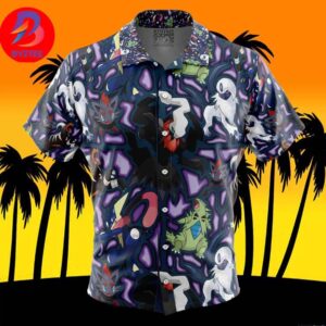 Dark Type Pokemon Pokemon For Men And Women In Summer Vacation Button Up Hawaiian Shirt