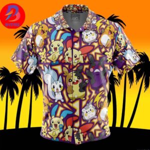 Electric Rodent Type Pokemon Pokemon For Men And Women In Summer Vacation Button Up Hawaiian Shirt