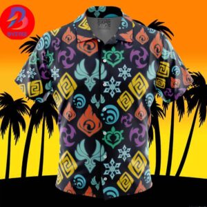 Elemental Visions Genshin Impact For Men And Women In Summer Vacation Button Up Hawaiian Shirt