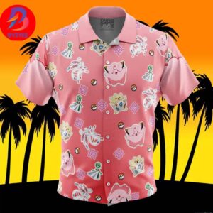Fairy Type Pattern Pokemon For Men And Women In Summer Vacation Button Up Hawaiian Shirt
