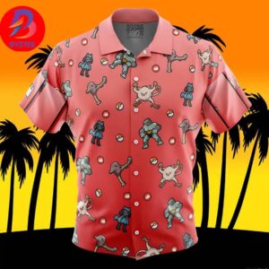 Fighting Type Pattern Pokemon For Men And Women In Summer Vacation Button Up Hawaiian Shirt