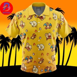 Fire Type Pattern Pokemon For Men And Women In Summer Vacation Button Up Hawaiian Shirt