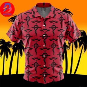 Flamels Cross Fullmetal Alchemist For Men And Women In Summer Vacation Button Up Hawaiian Shirt
