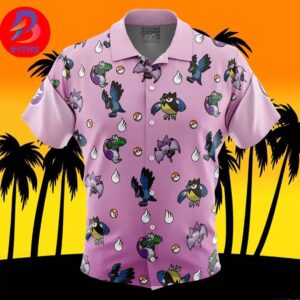 Flying Type Pattern Pokemon For Men And Women In Summer Vacation Button Up Hawaiian Shirt