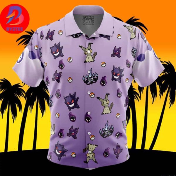 Ghost Type Pattern Pokemon For Men And Women In Summer Vacation Button Up Hawaiian Shirt