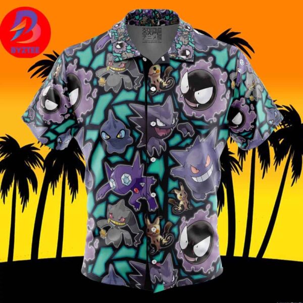 Ghost Type Pokemon Pokemon For Men And Women In Summer Vacation Button Up Hawaiian Shirt
