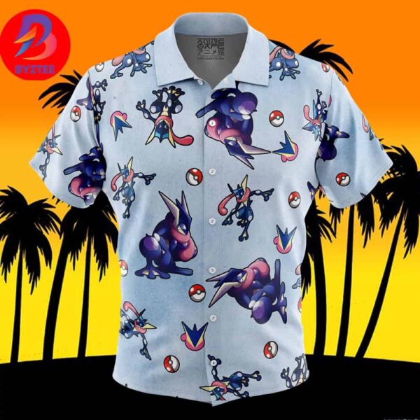 Greninja Pattern Pokemon For Men And Women In Summer Vacation Button Up Hawaiian Shirt
