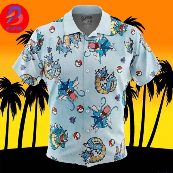 Gyrados Pattern Pokemon For Men And Women In Summer Vacation Button Up Hawaiian Shirt