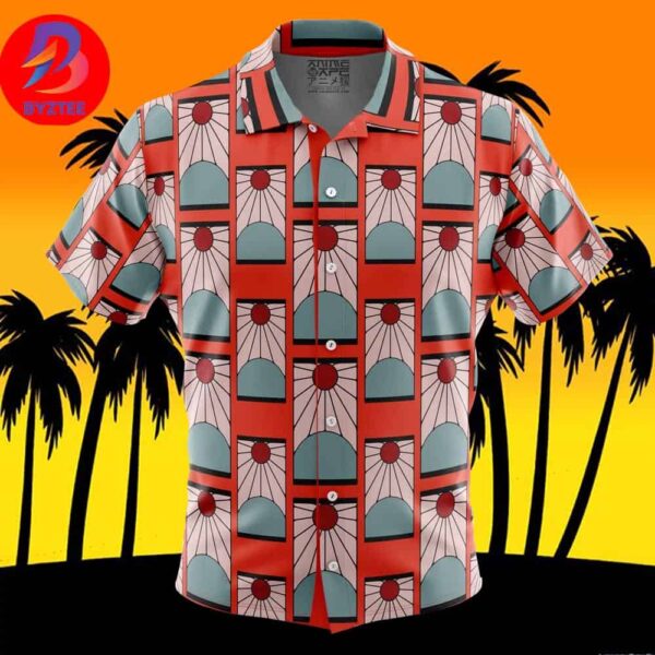 Hanafuda Earrings Demon Slayer For Men And Women In Summer Vacation Button Up Hawaiian Shirt