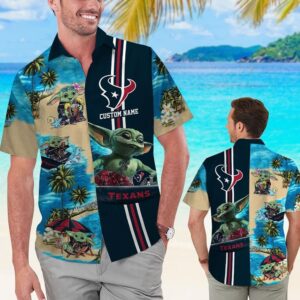 Houston Texans Baby Yoda Name Personalized Tropical Hawaiian Shirt For Men And Women