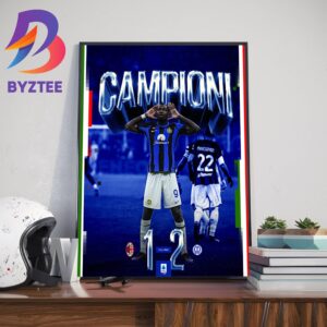 Inter Milan Campioni D’Italia 2023-2024 IM 2 Stars Collection 20 Italian Champions After Wins AC Milan Home Decor Poster Canvas